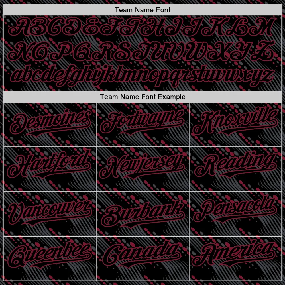 Custom Black Crimson 3D Pattern Design Slant Lines Authentic Baseball Jersey - Image 4