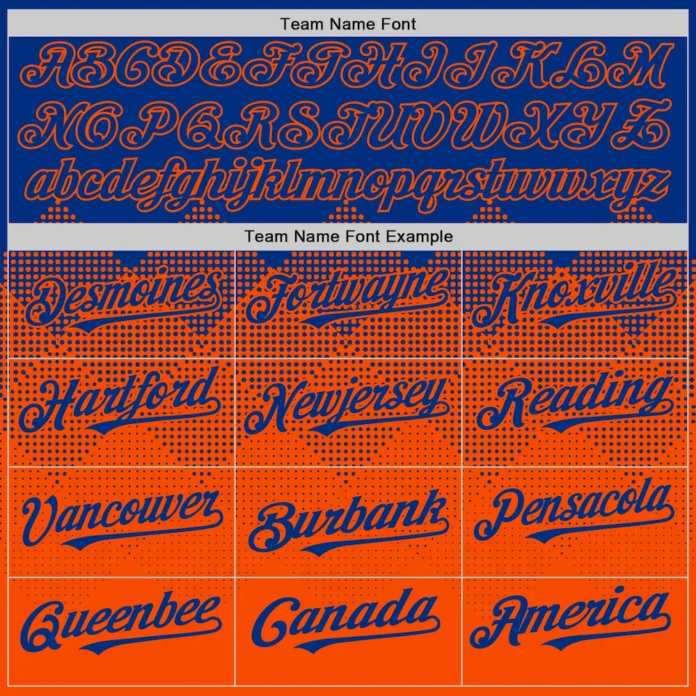 Custom Royal Orange 3D Pattern Design Gradient Square Shapes Authentic Baseball Jersey - Image 4