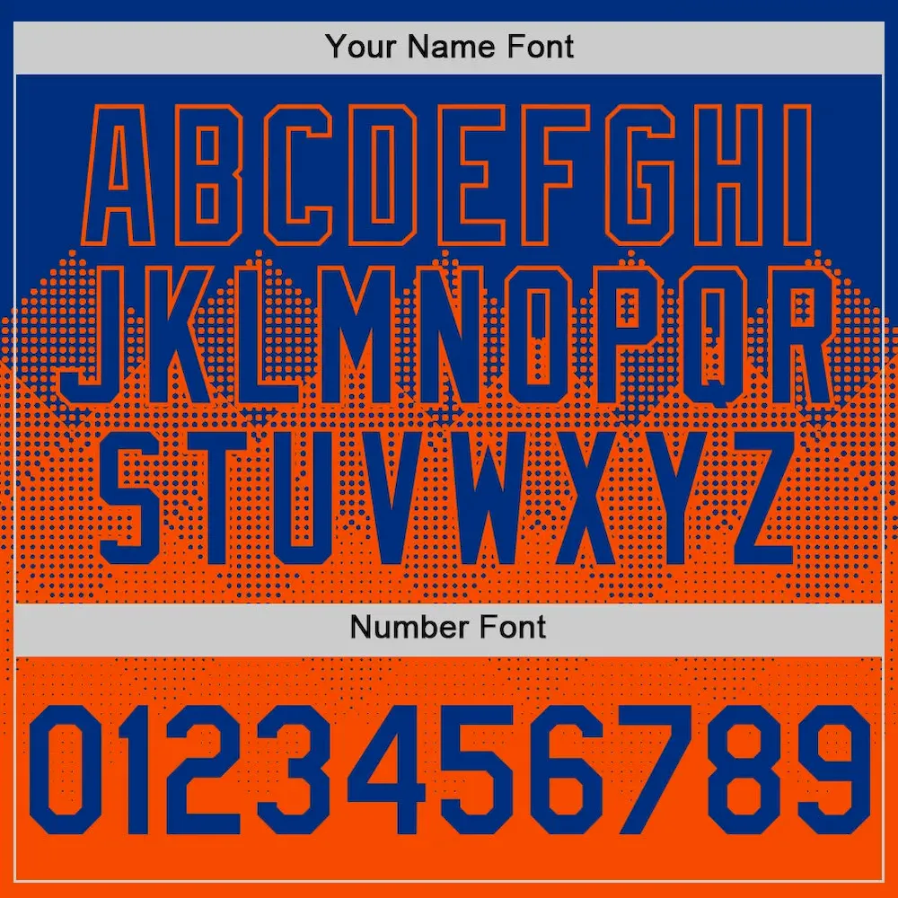 Custom Royal Orange 3D Pattern Design Gradient Square Shapes Authentic Baseball Jersey - Image 5