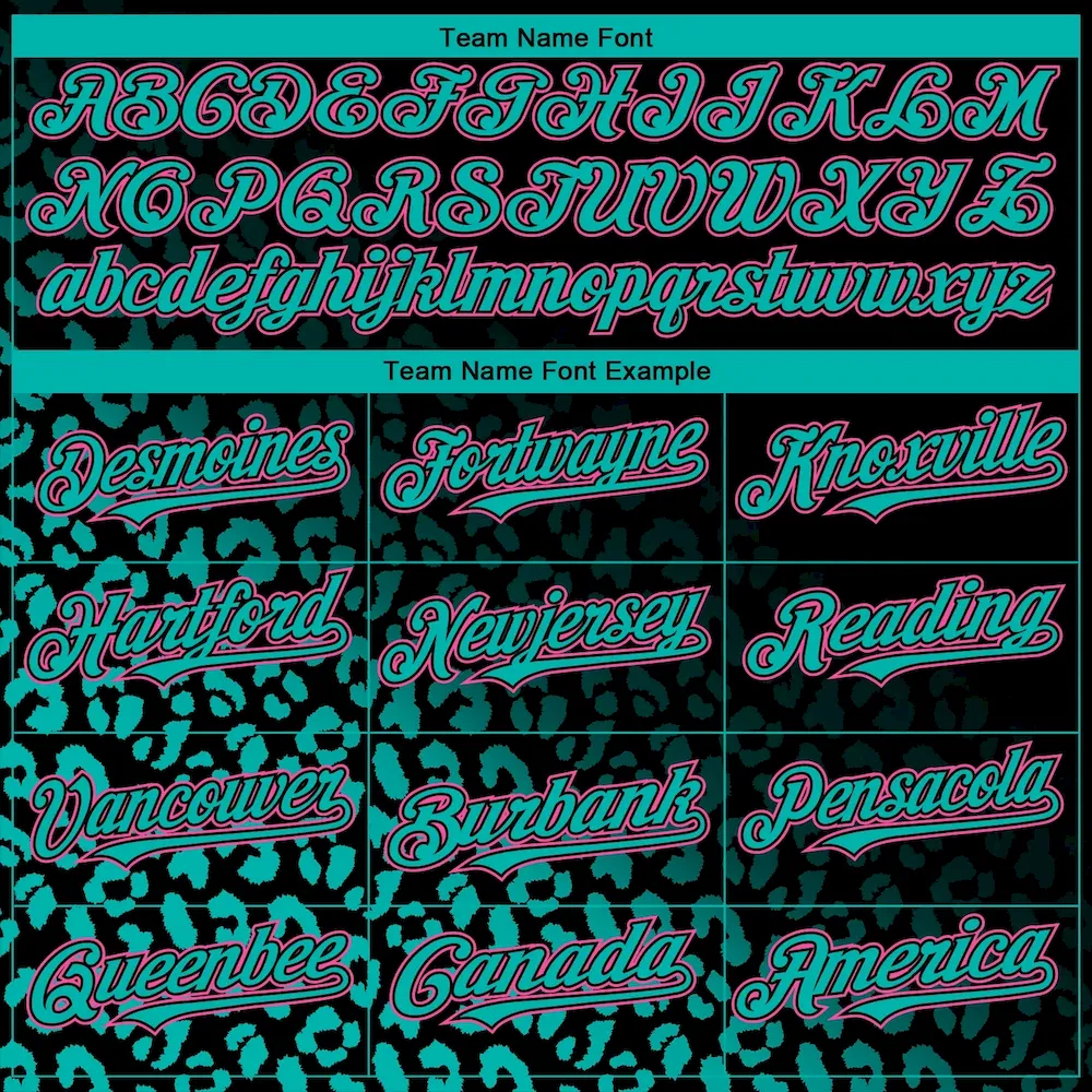 Custom Black Pink-Aqua 3D Pattern Design Leopard Print Fade Fashion Authentic Baseball Jersey - Image 4