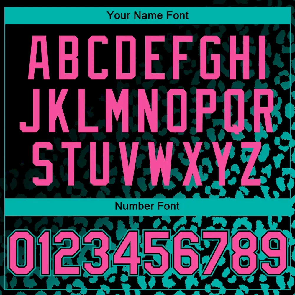 Custom Black Pink-Aqua 3D Pattern Design Leopard Print Fade Fashion Authentic Baseball Jersey - Image 5