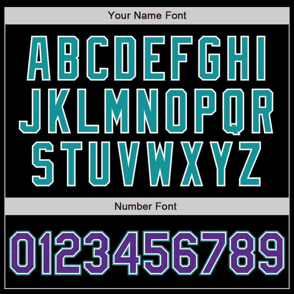 Custom Black Purple-Teal Authentic Baseball Jersey - Image 4