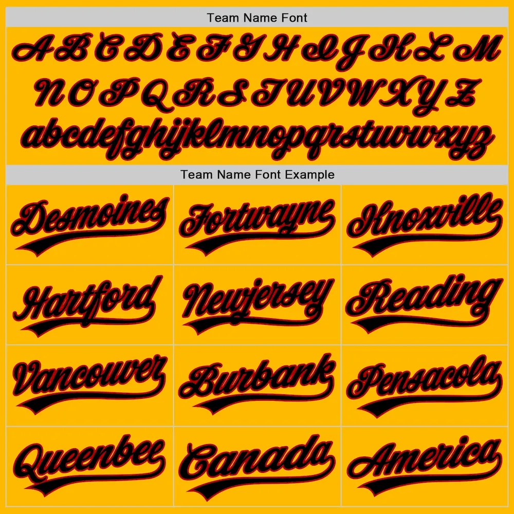 Custom Gold Black-Red Authentic Throwback Baseball Jersey - Image 4