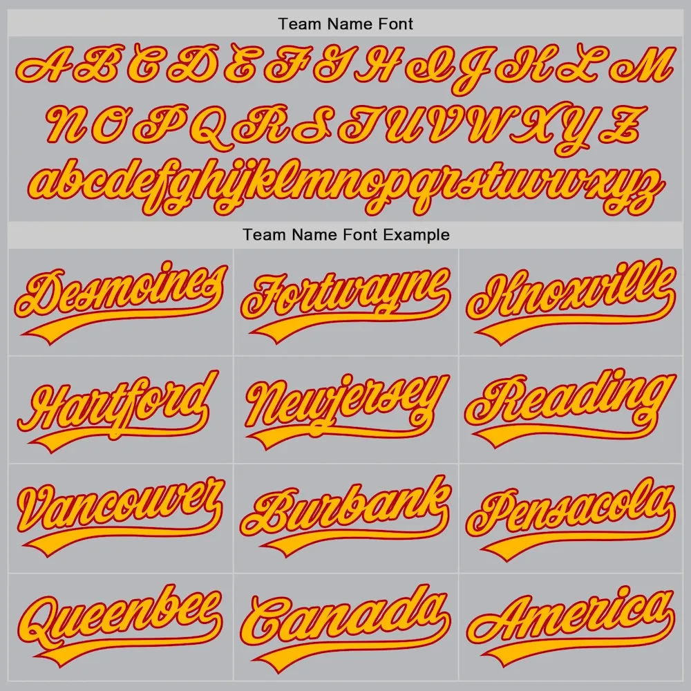 Custom Gray Gold-Red Authentic Throwback Baseball Jersey - Image 4
