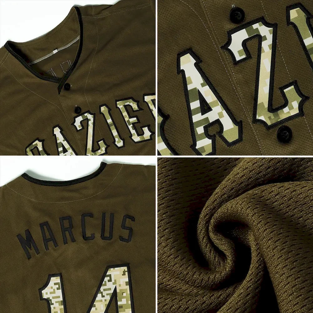 Custom Olive Olive-Cream Authentic Salute To Service Baseball Jersey - Image 6
