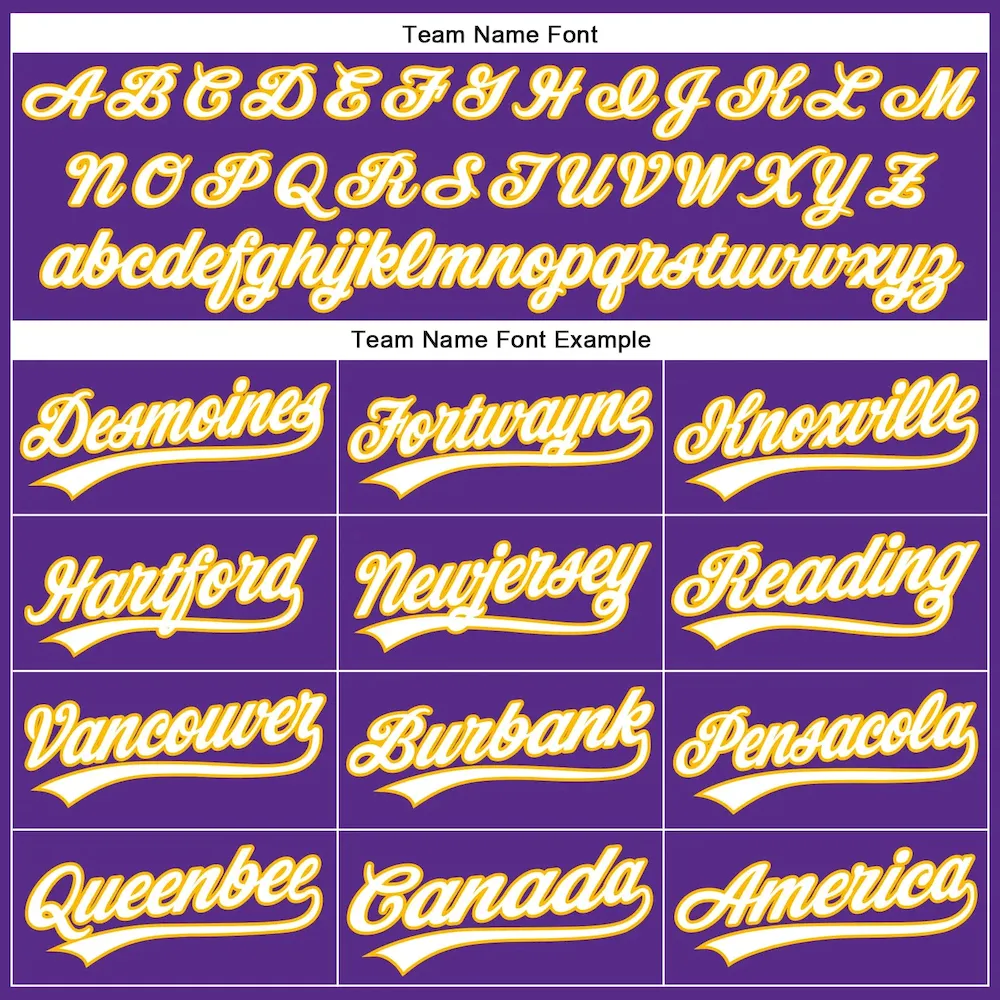Custom Purple White Pinstripe Gold Authentic Baseball Jersey - Image 4