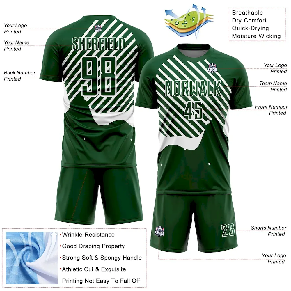 Custom Green White Lines Sublimation Soccer Uniform Jersey - Image 4