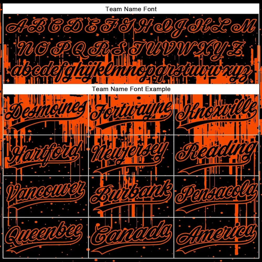 Custom Black Orange 3D Pattern Dripping Splatter Art Two-Button Unisex Softball Jersey - Image 4