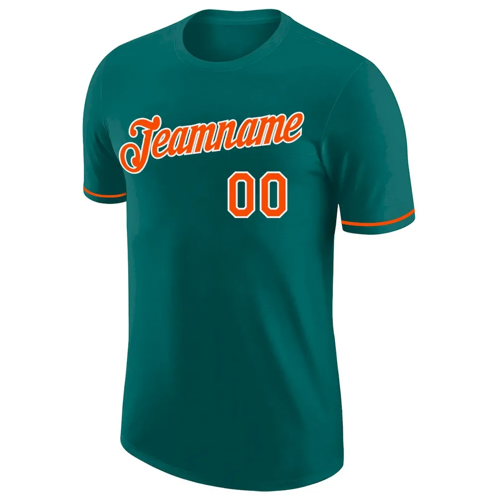 Custom Aqua Orange-White Performance T-Shirt - Image 5