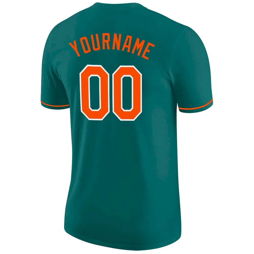 Custom Aqua Orange-White Performance T-Shirt - Image 6