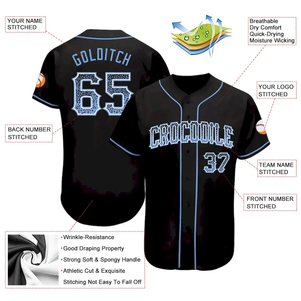 Custom Black Light Blue-White Authentic Drift Fashion Baseball Jersey - Image 3