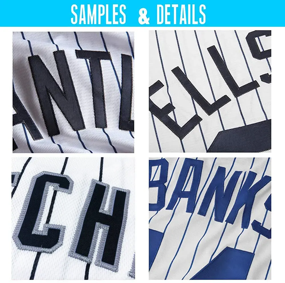 Custom White Red Pinstripe Red-Gold Authentic Baseball Jersey - Image 6
